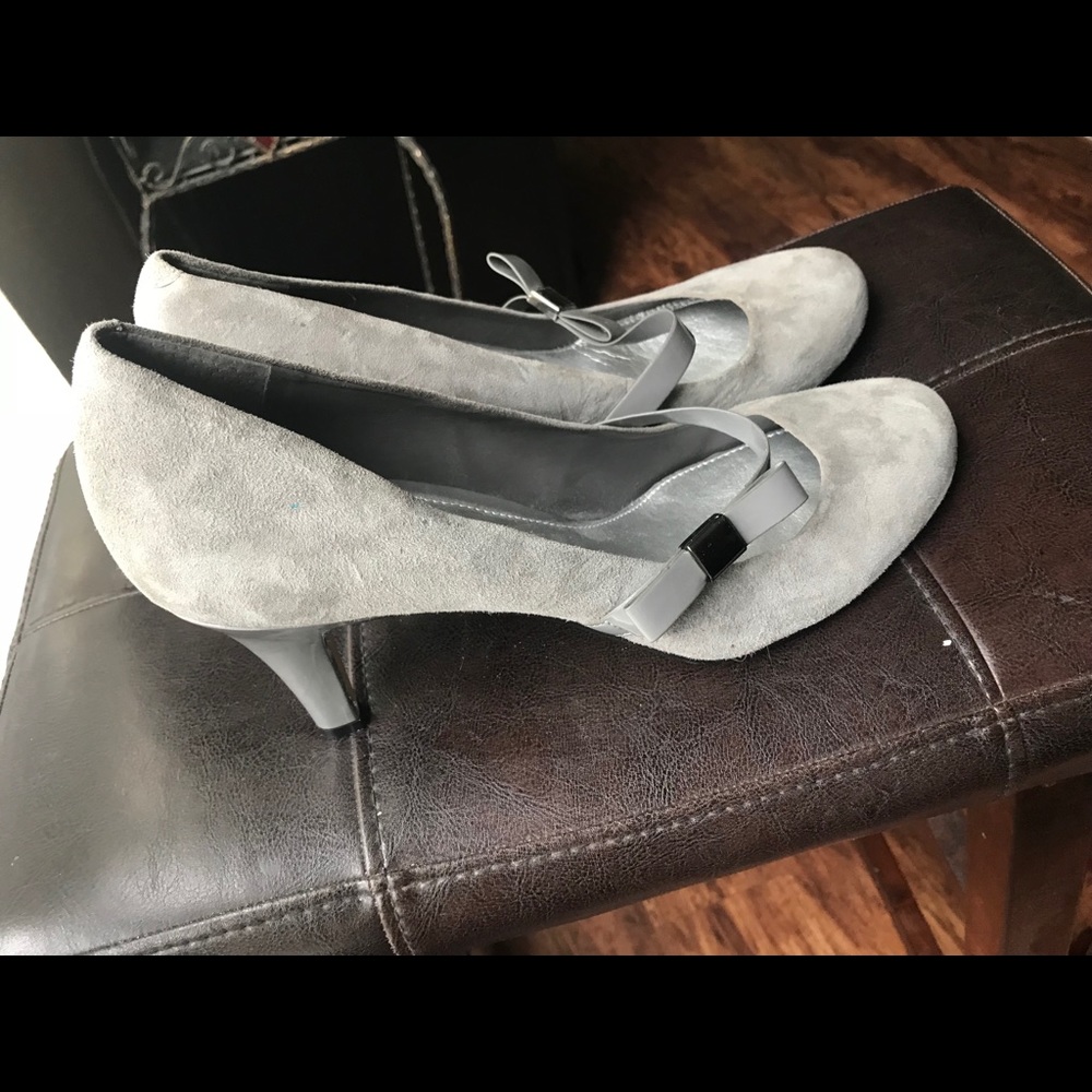 Suede gray 3in heels.